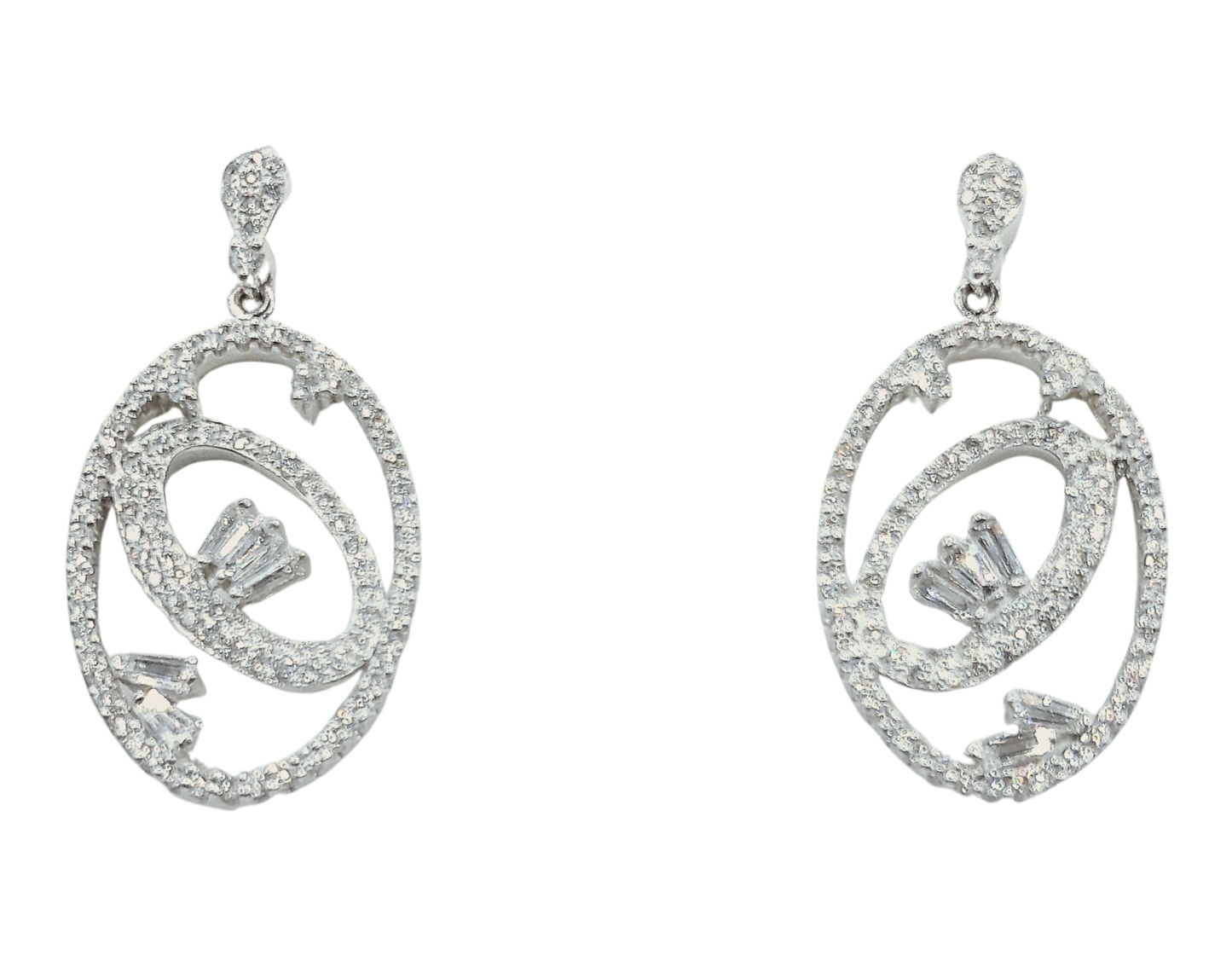 White Gold Large Oval Diamond Earrings