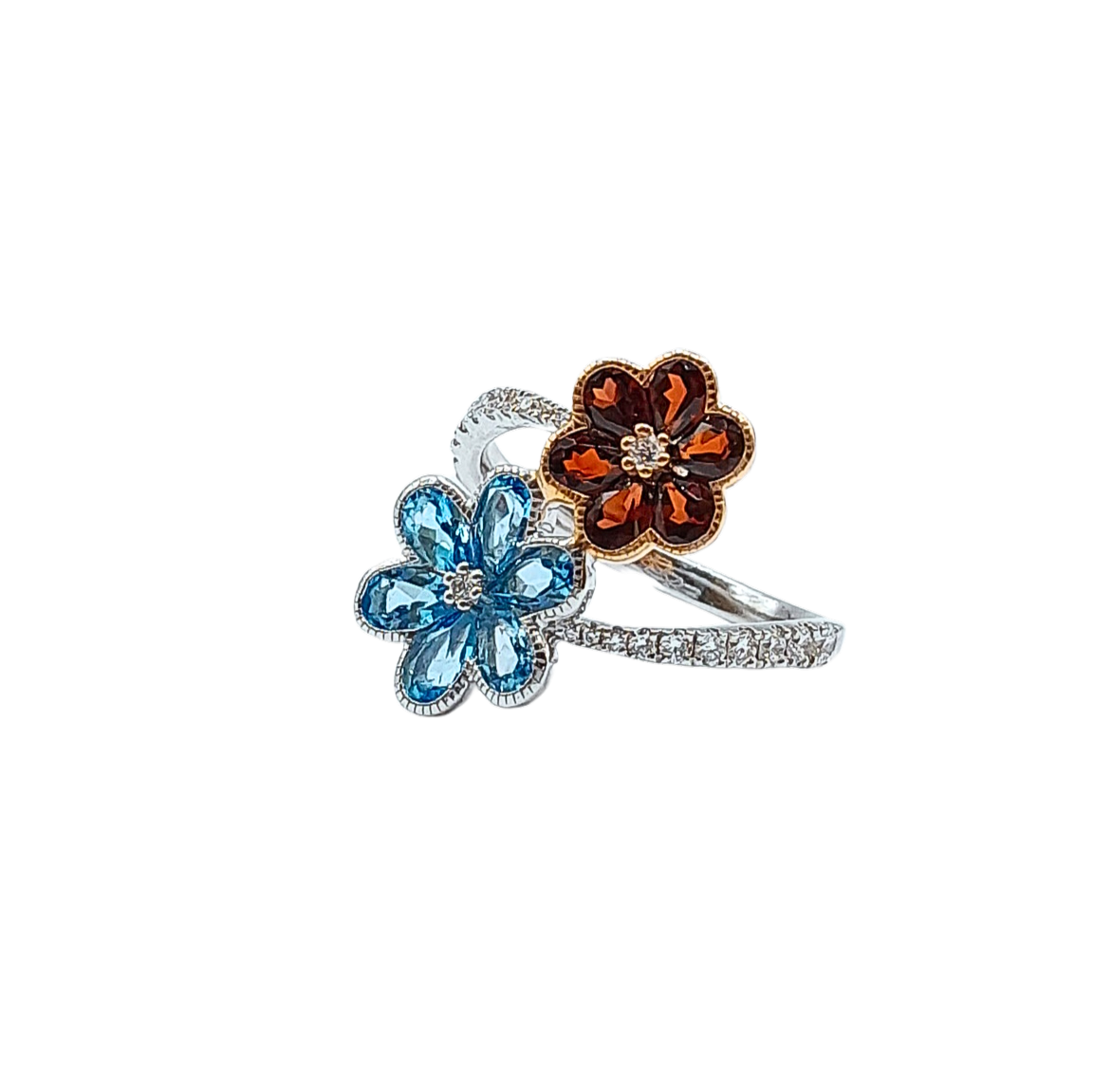 Flower with Colored Stone Ring