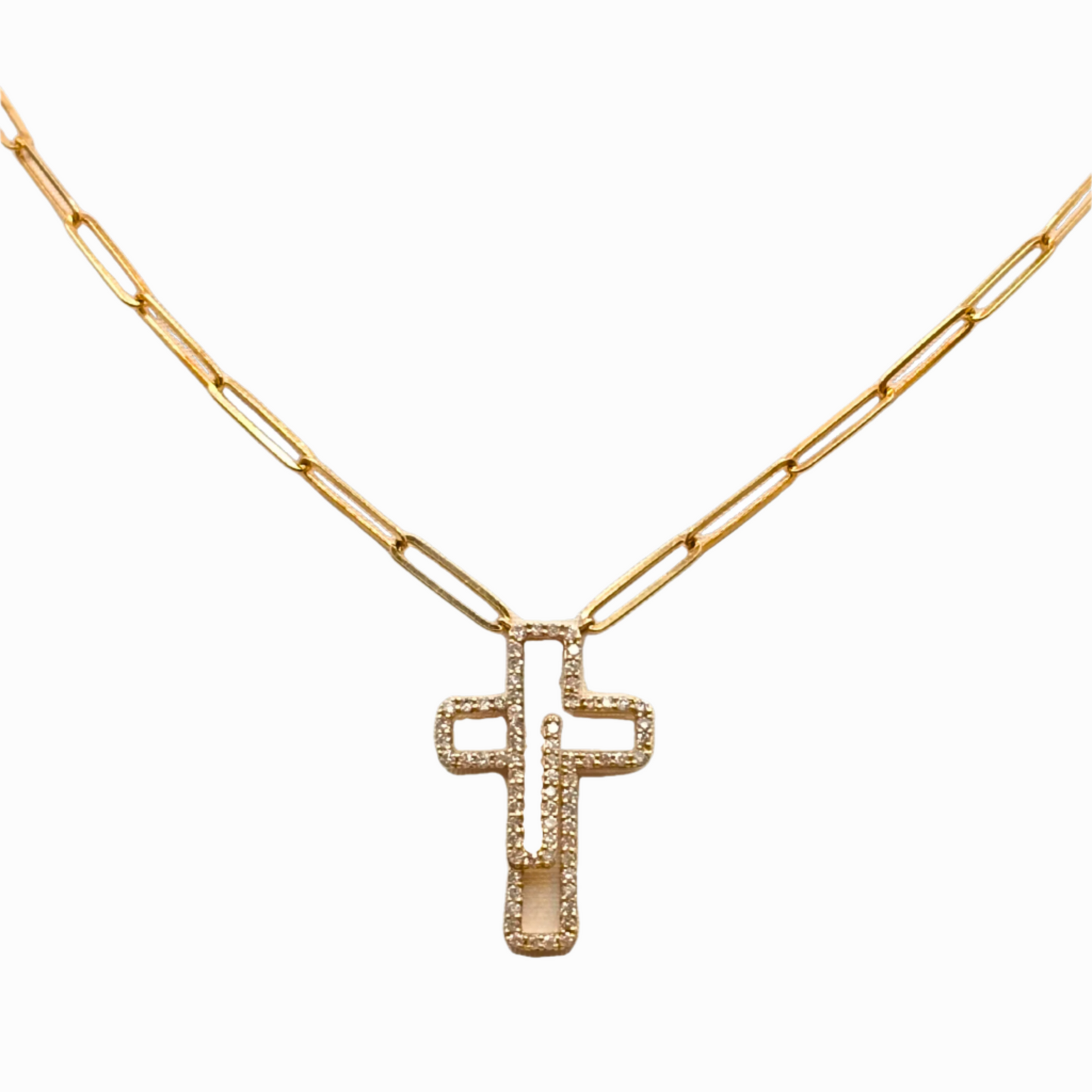 Cross & Paper Clip Necklace