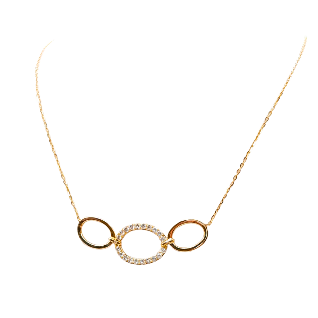 3 Oval Shapes with Diamonds Necklace