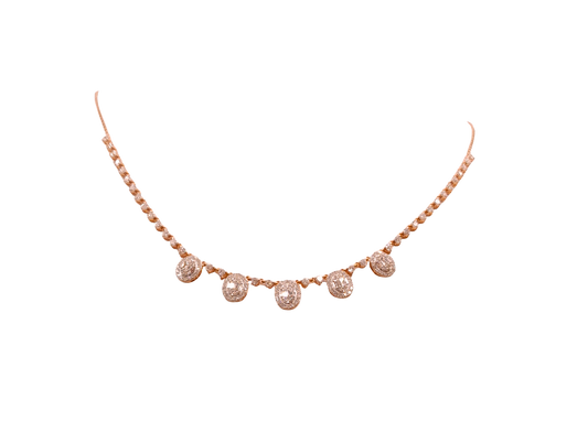 Half Tennis Necklace with Oval Illusion
