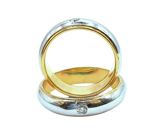 2 Tone Wedding Band with Diamond